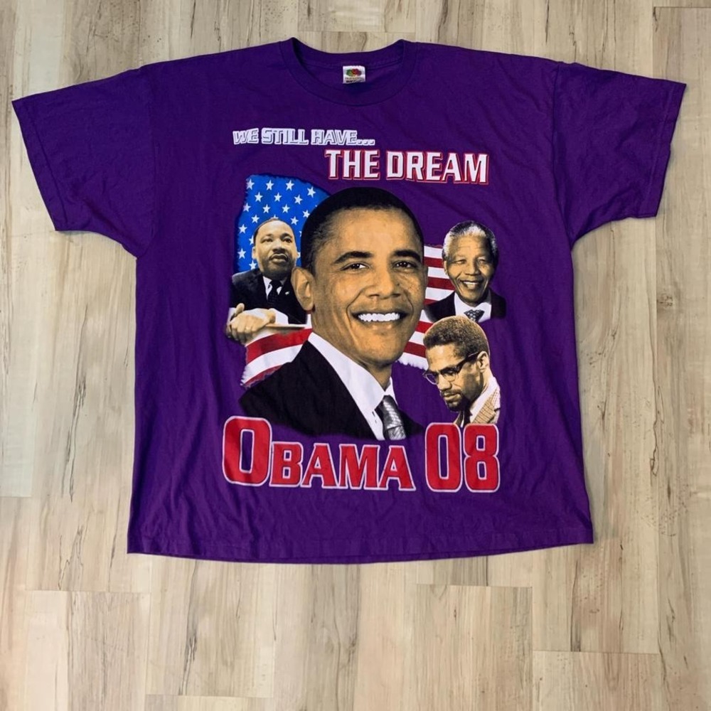 Vintage 2008 purple Obama, Mandela, Malcom‎ X campaign tshirt 2XL